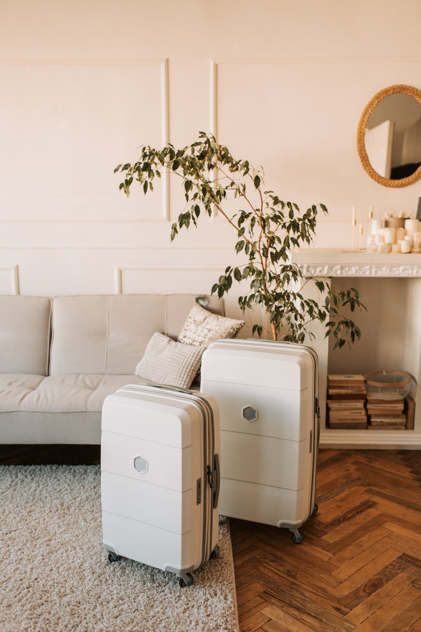 Suitcase Standing in a Living Room 